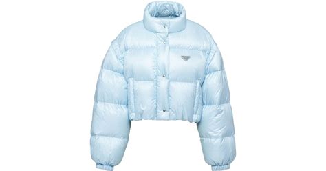 prada blue puffer jacket|blue nylon puffer jacket.